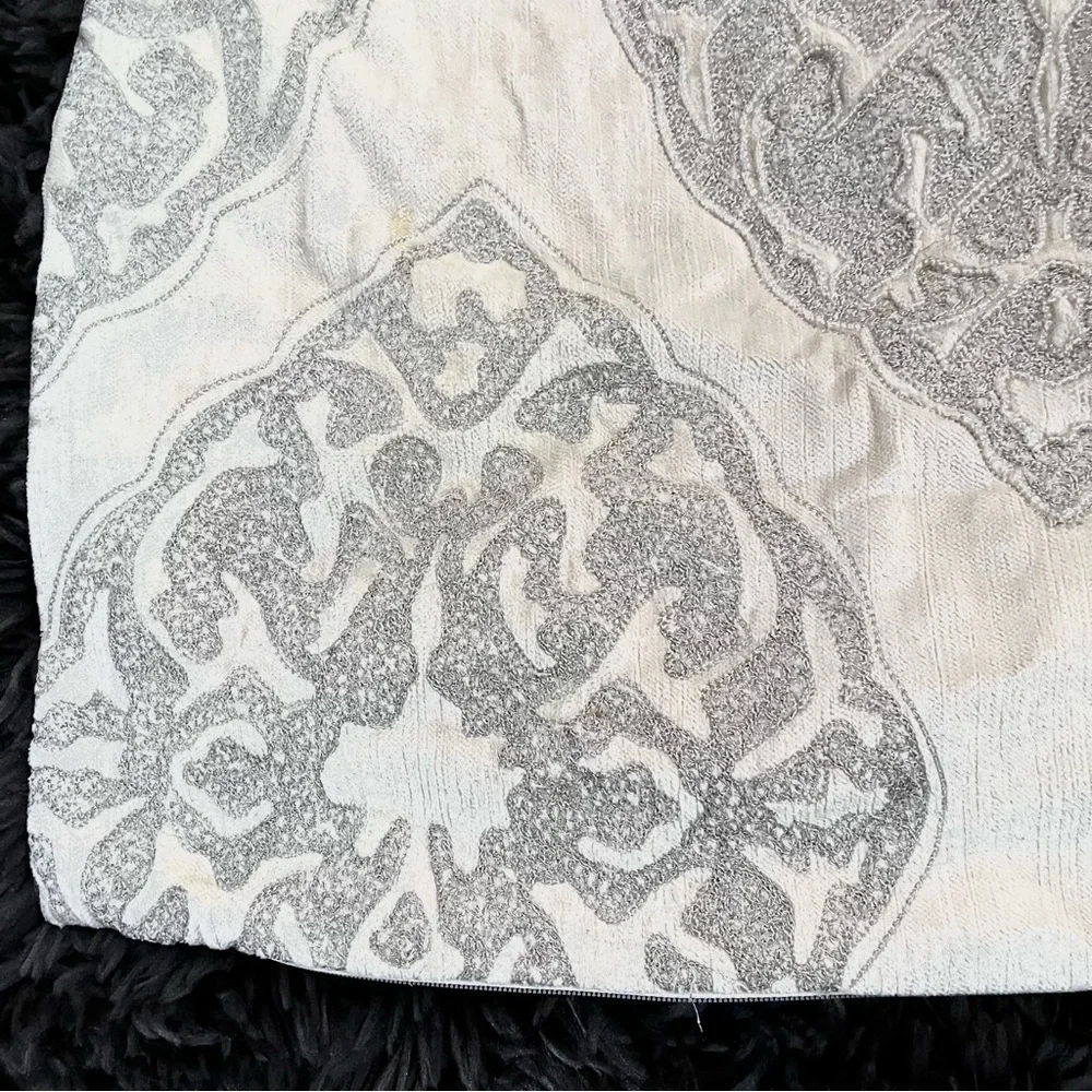 Z Gallerie Set of Two (2) Silver Cream Beaded Euro Pillow Shams